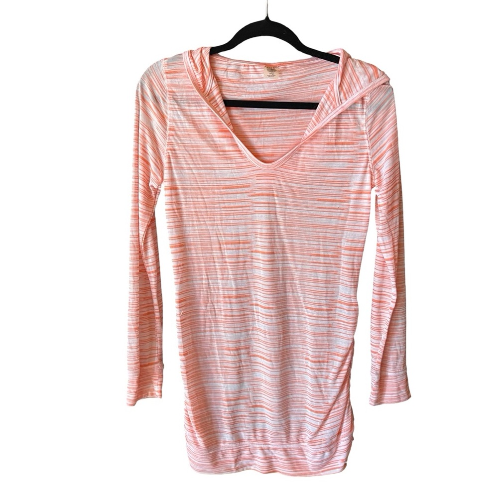 Striped Orange and White Long Sleeve Hoodie Top